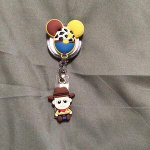Disney Baby Woody lanyard badge holder with Mickey Ears - Brown, Yellow, Blue